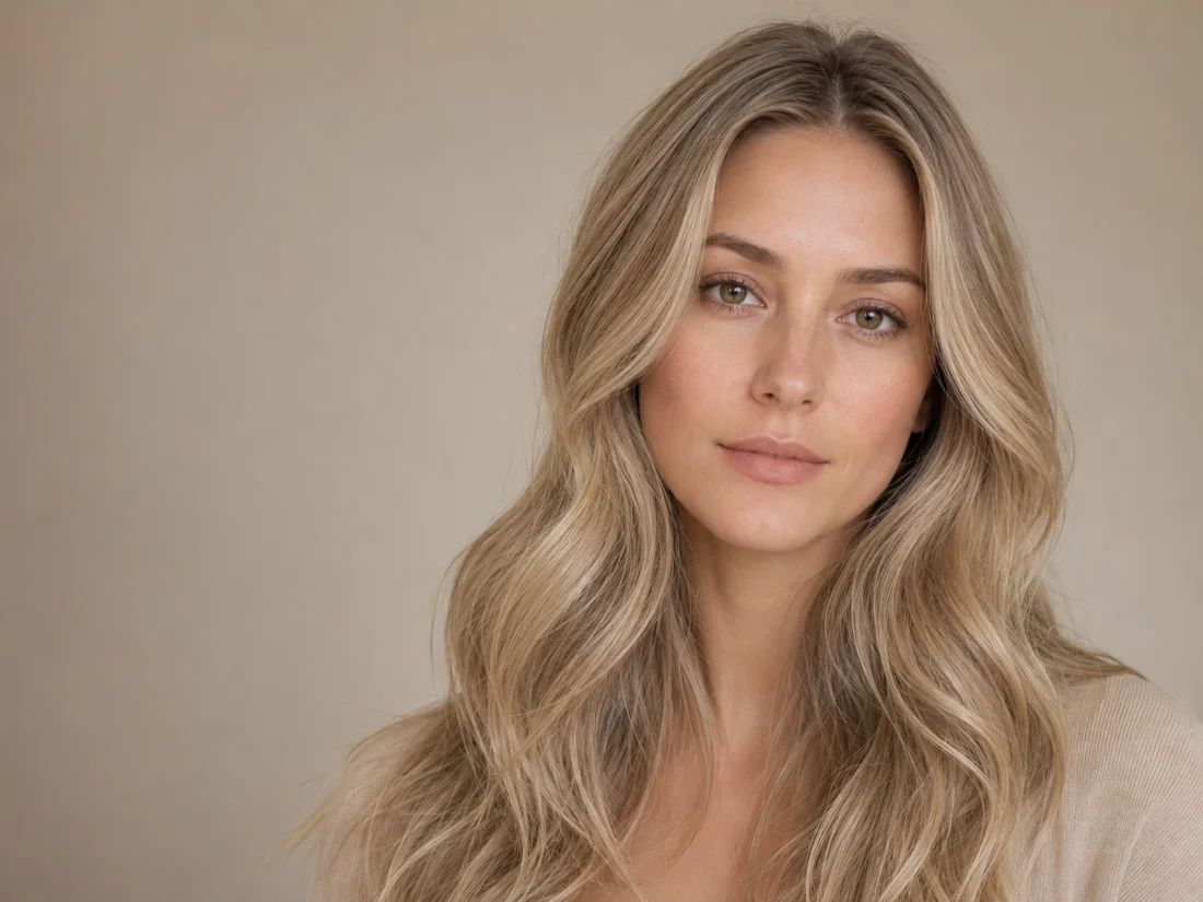 Level 8 beige blonde hair color on neutral fair-to-medium skin — Poza Salon, Charlotte NC